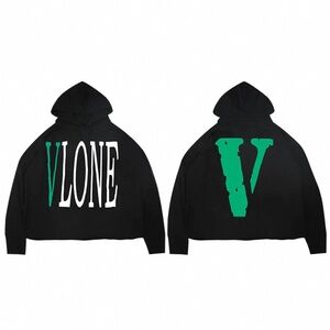 Black Hoodie with Green and White VLONE Logo